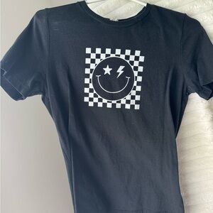 Bella Canvas Black and White Checkered Smiley Tee